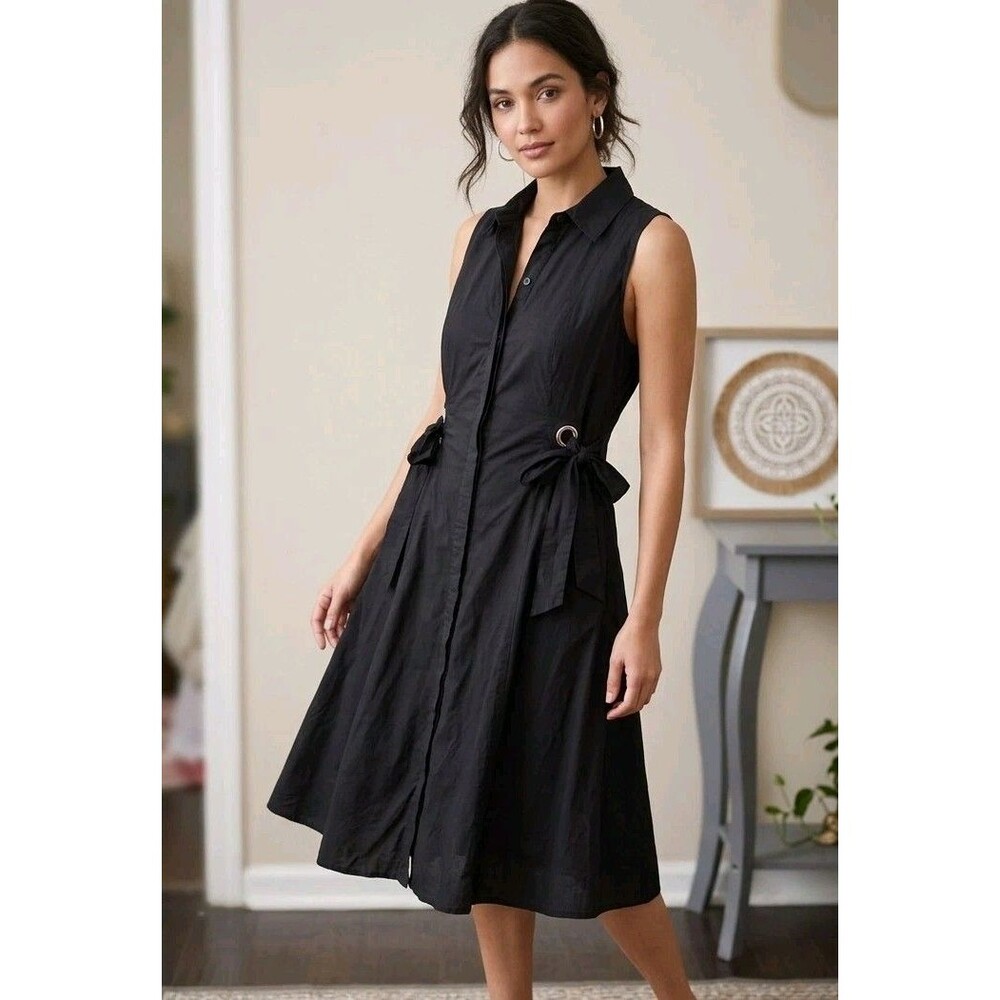 MARLED Reunited Clothing Black Sleeveless Shirt Dress Ring Accentbutton Size S